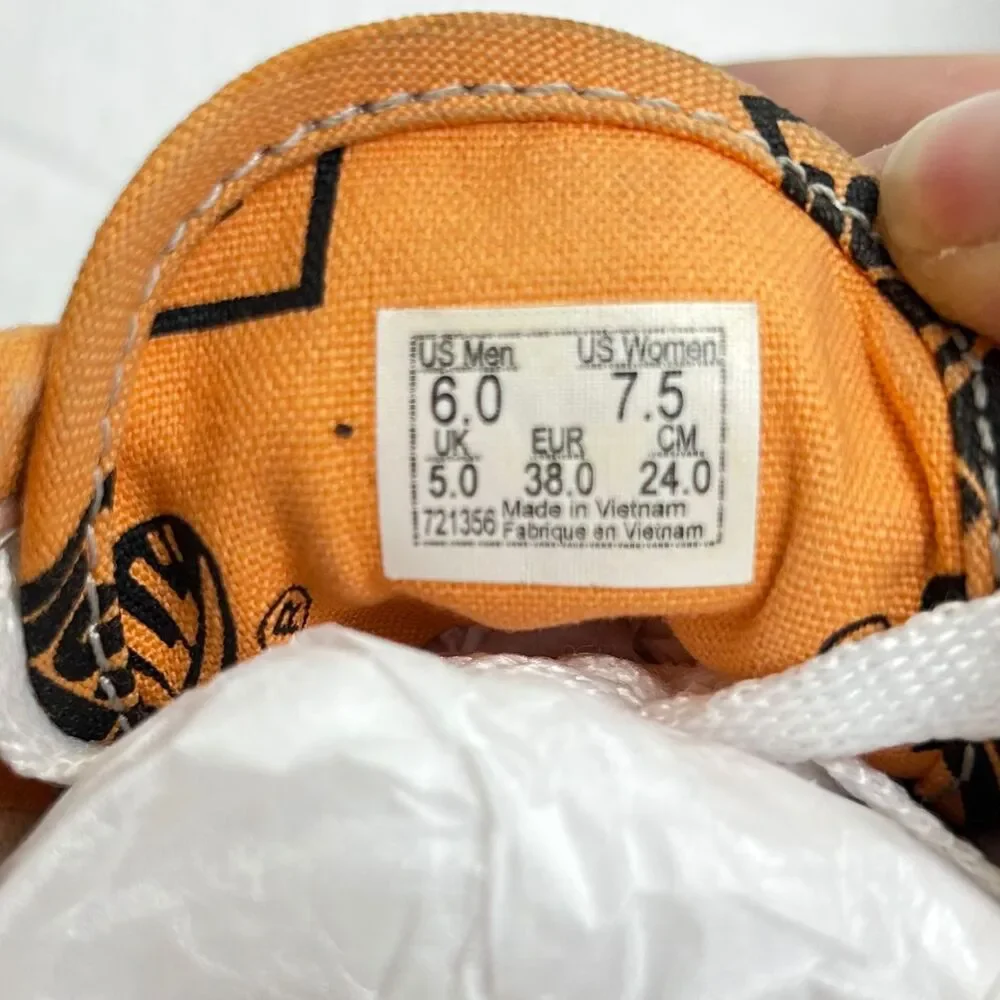 Vans Era Off The Wall Logo Mix Orange Black Canvas Sneakers US M6 W7.5